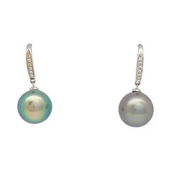 Boucles d'oreilles or blanc, diamants, perles - Castafiore