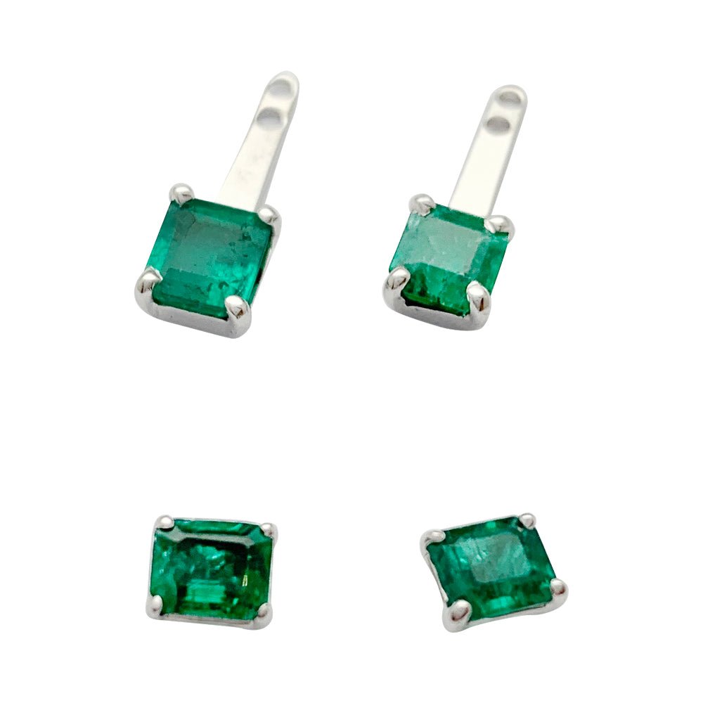 Boucles d'oreilles or blanc émeraudes - Castafiore