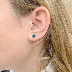 Boucles d'oreilles or blanc émeraudes - Castafiore