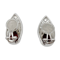 Boucles d'oreilles or blanc, platine, diamants, rubis de synthèse - Castafiore