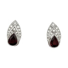 Boucles d'oreilles or blanc, platine, diamants, rubis de synthèse - Castafiore