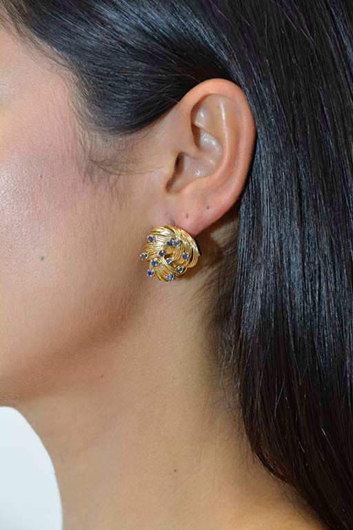Boucles d'oreilles Or jaune 18k Saphirs - Castafiore