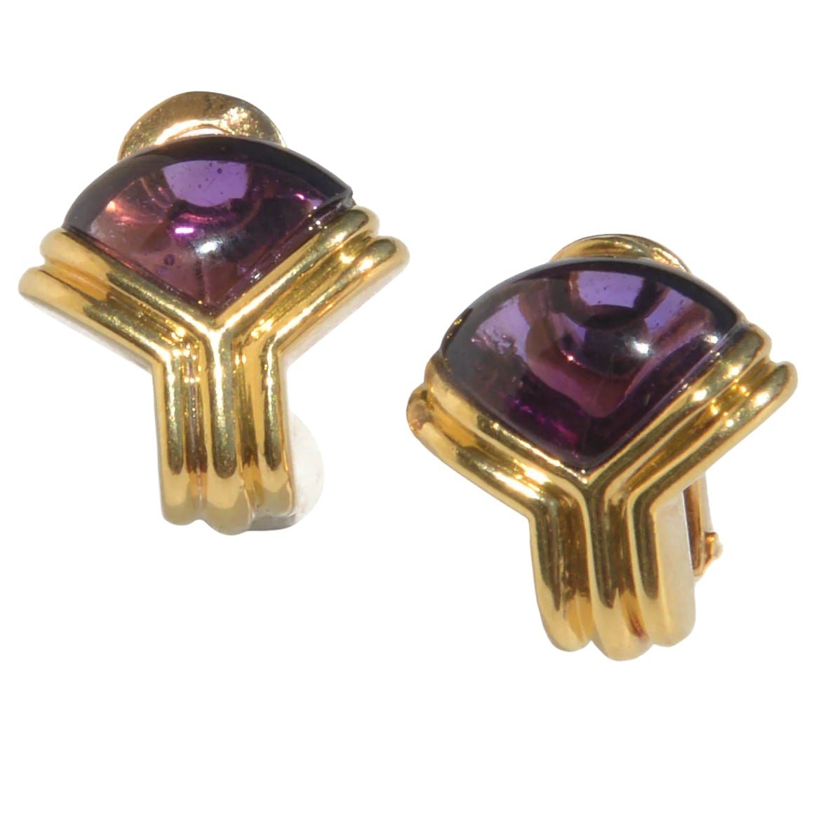 Boucles d'oreilles or jaune de la maison Bvlgari en améthyste - Castafiore
