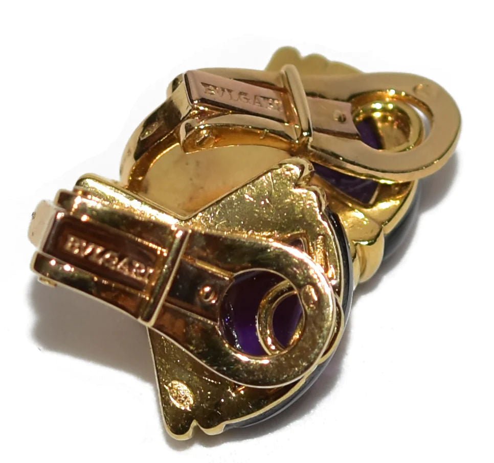 Boucles d'oreilles or jaune de la maison Bvlgari en améthyste - Castafiore