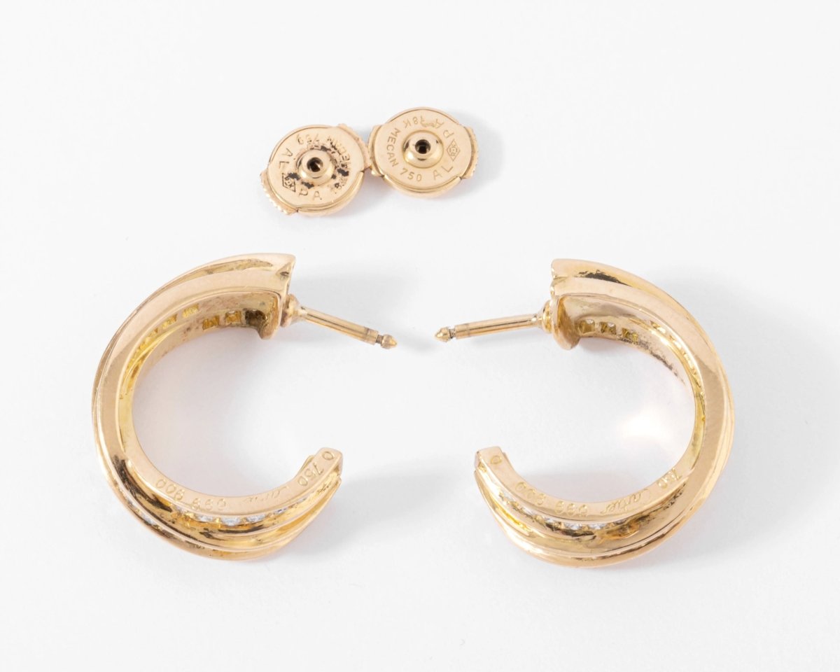 Boucles d'oreilles or jaune et diamant de la maison Cartier modèle Trinity - Castafiore