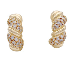 Boucles d'oreilles or jaune et diamants. - Castafiore