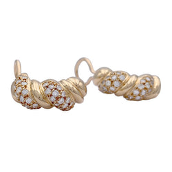 Boucles d'oreilles or jaune et diamants. - Castafiore