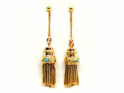 Boucles d'oreilles Or jaune Turquoise - Castafiore