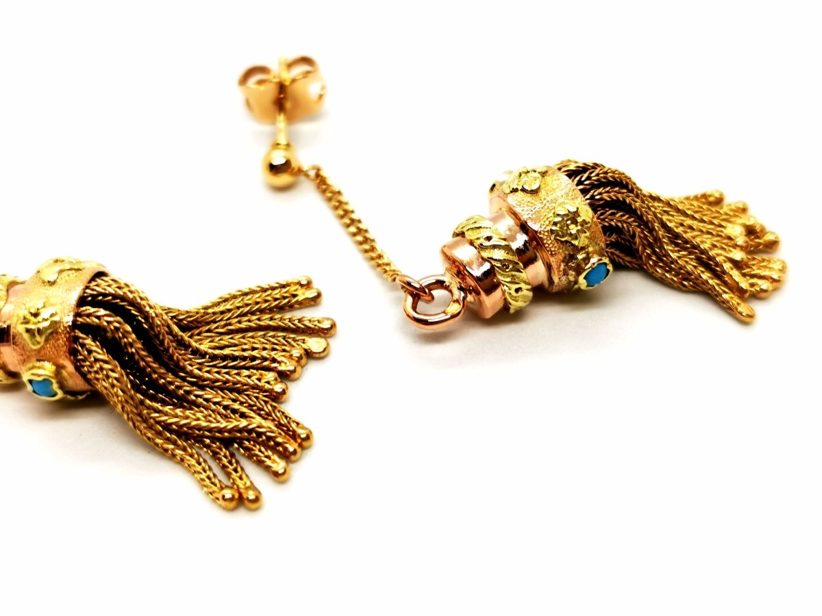 Boucles d'oreilles Or jaune Turquoise - Castafiore