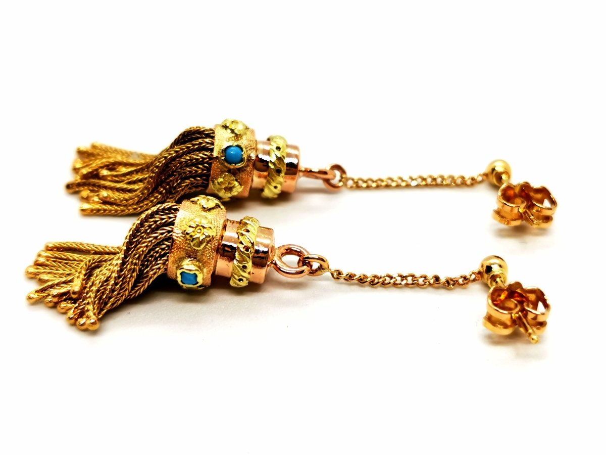 Boucles d'oreilles Or jaune Turquoise - Castafiore