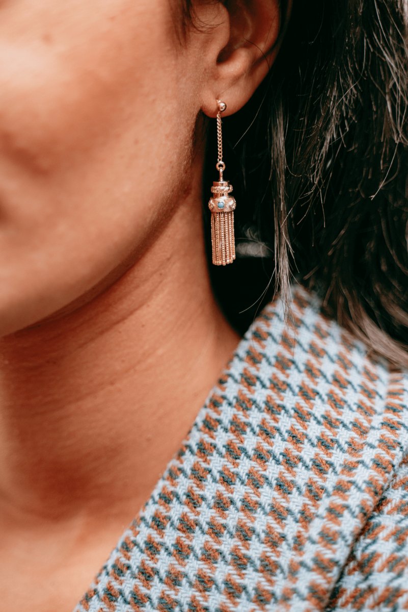 Boucles d'oreilles Or jaune Turquoise - Castafiore