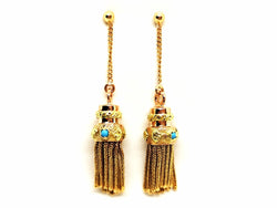 Boucles d'oreilles Or jaune Turquoise - Castafiore