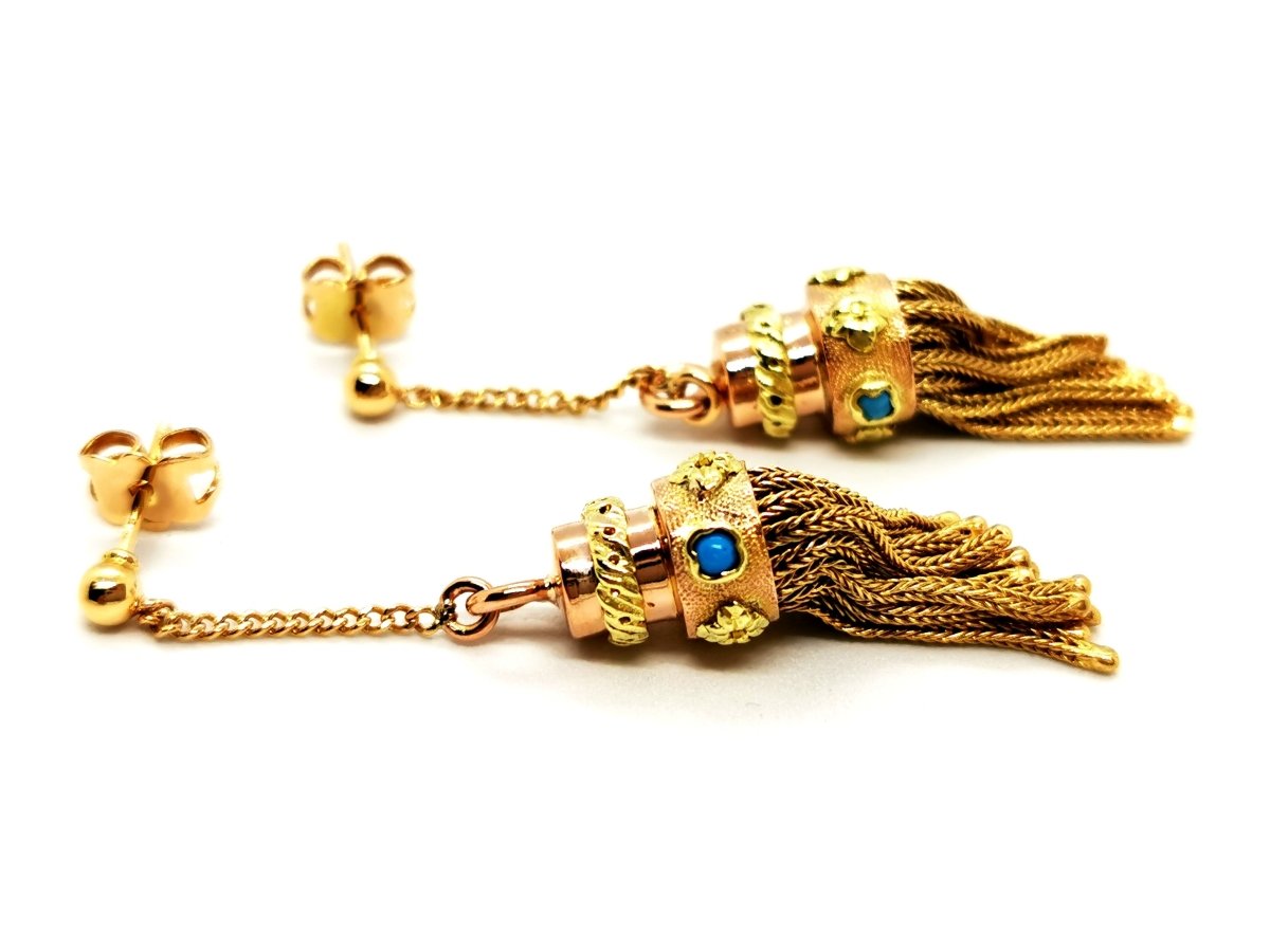 Boucles d'oreilles Or jaune Turquoise - Castafiore