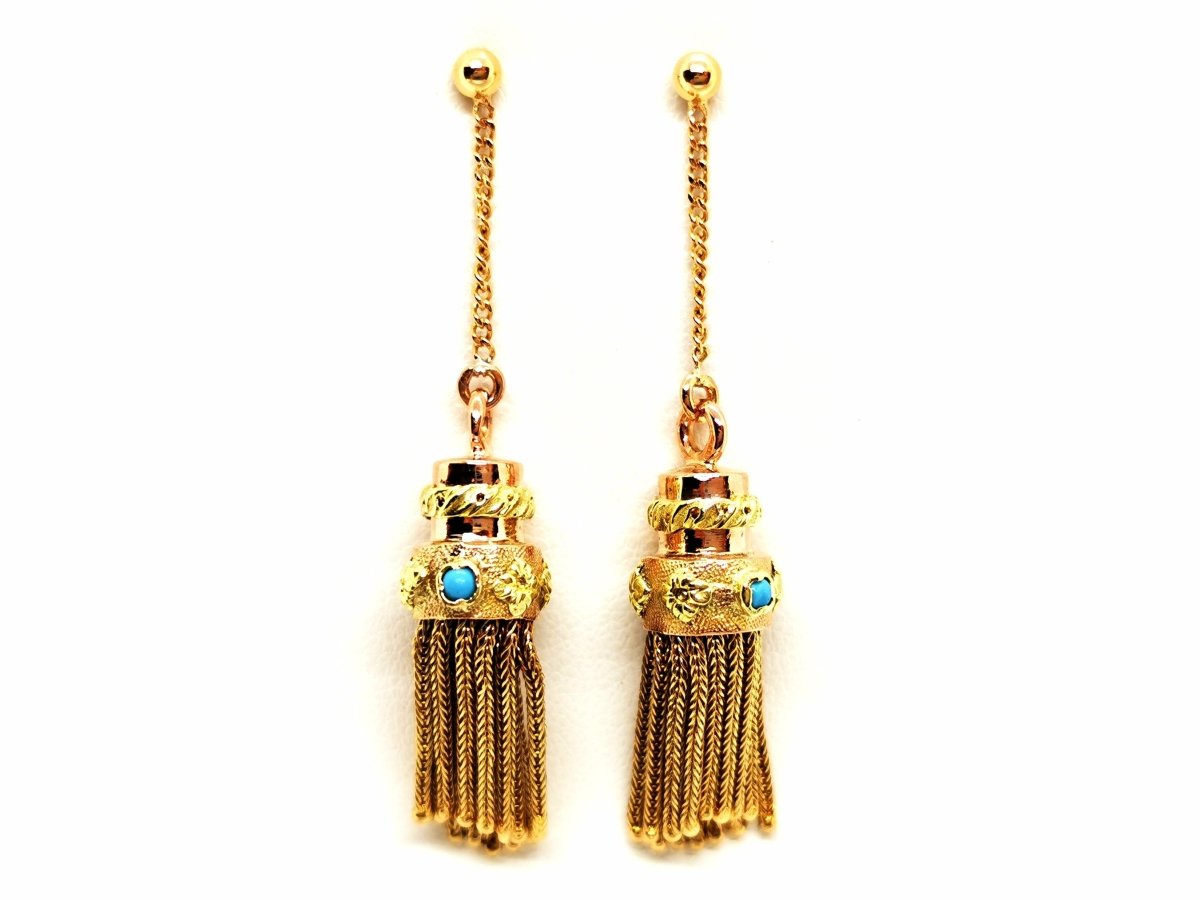 Boucles d'oreilles Or jaune Turquoise - Castafiore