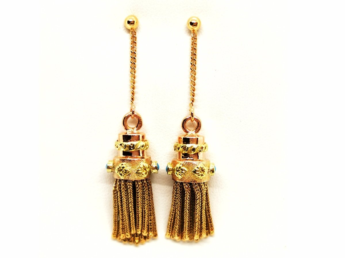 Boucles d'oreilles Or jaune Turquoise - Castafiore