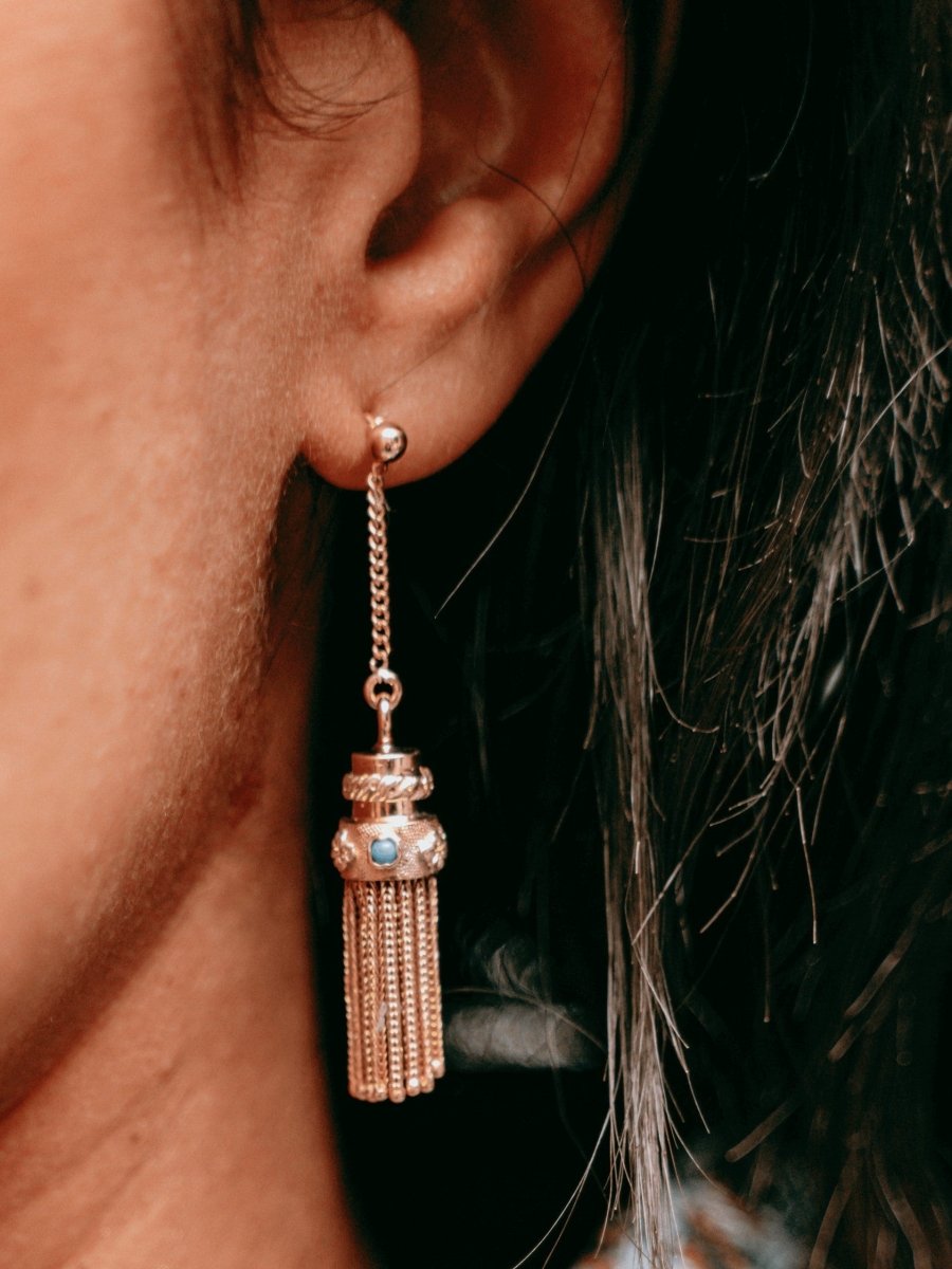 Boucles d'oreilles Or jaune Turquoise - Castafiore