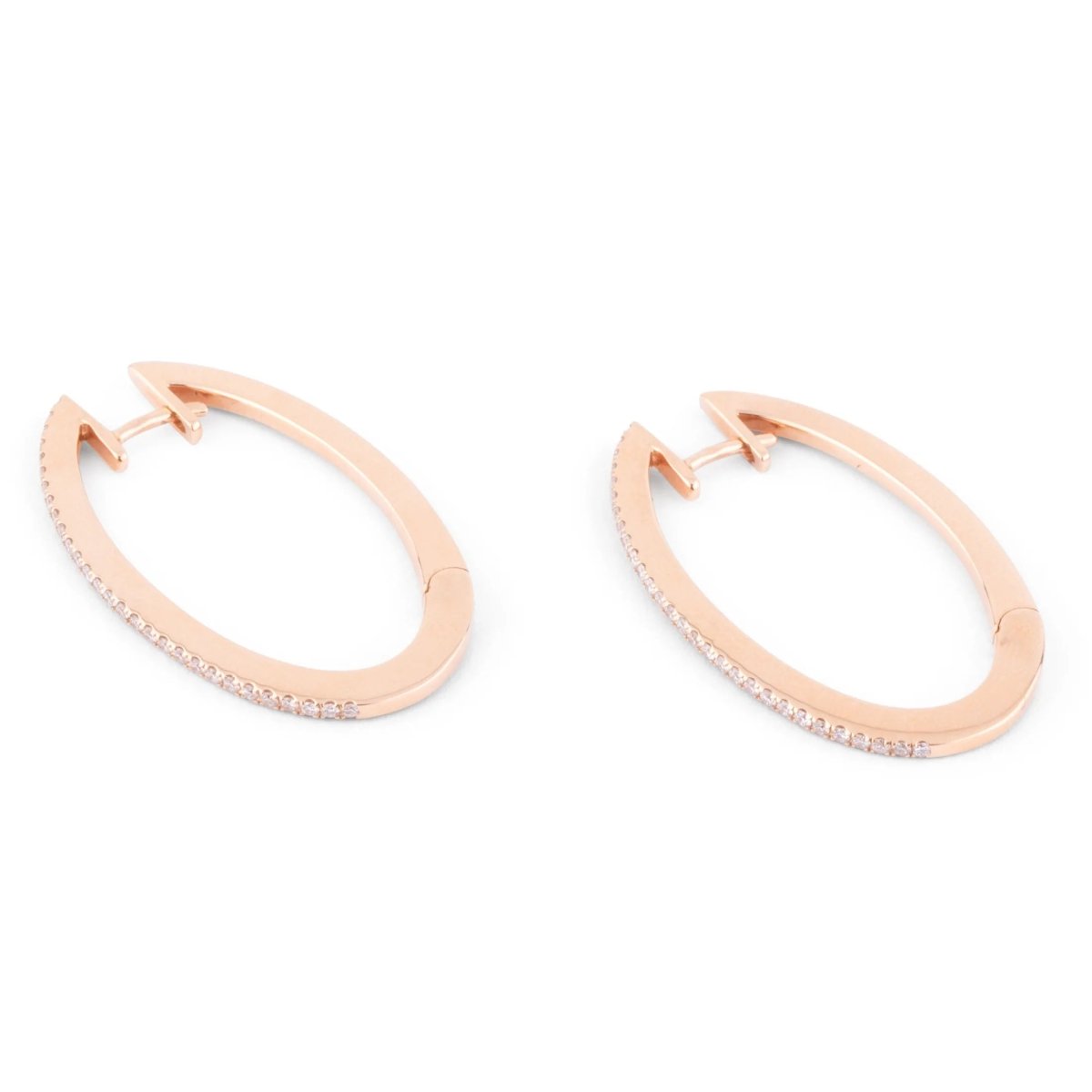 Boucles d'oreilles ovales en or rose et diamants - Castafiore