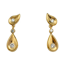 Boucles d'oreilles Pendantes CARTIER en or jaune et diamants - Castafiore
