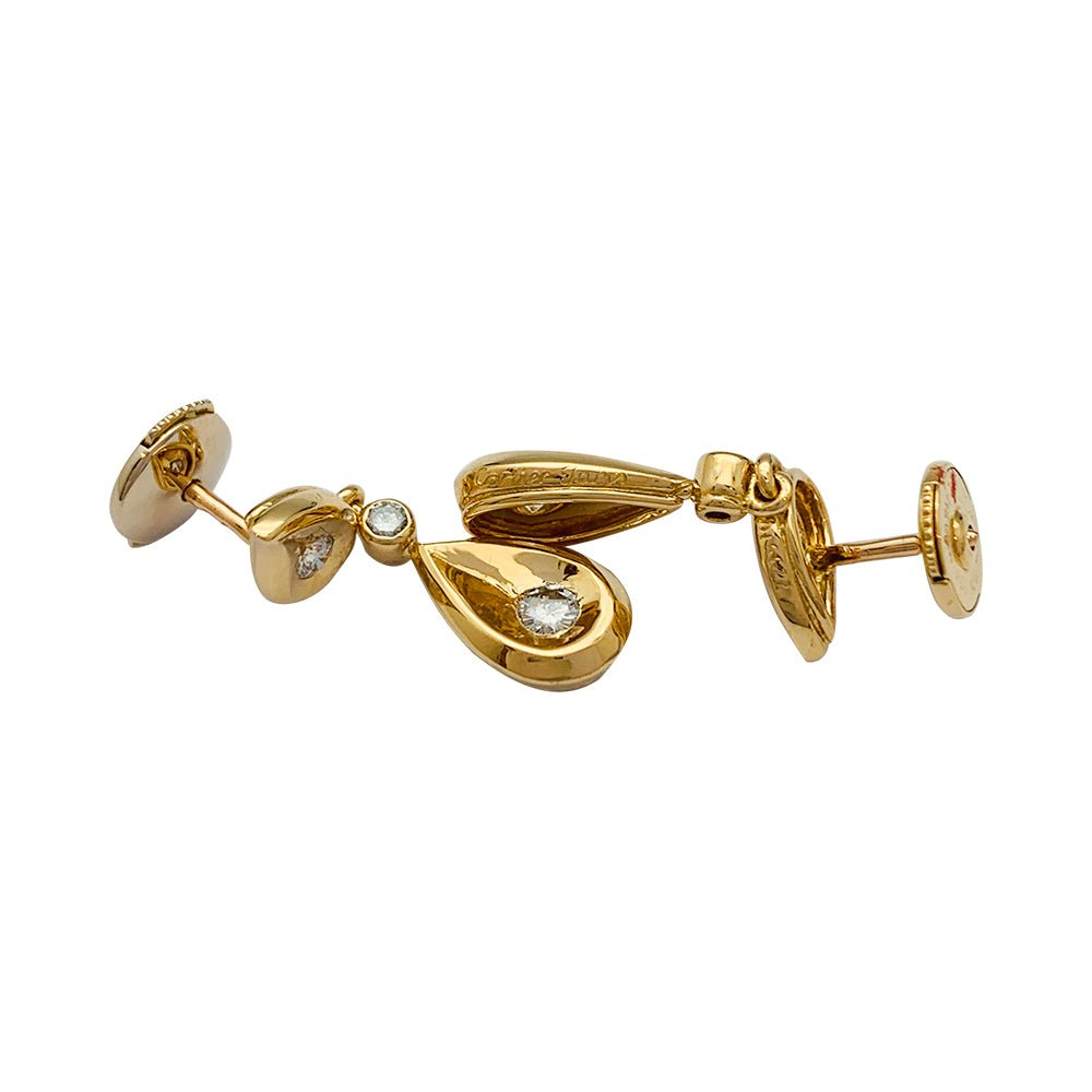 Boucles d'oreilles pendantes en or jaune : Longueur - Taille