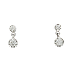 Boucles d'oreilles pendantes en or blanc et diamants - Castafiore