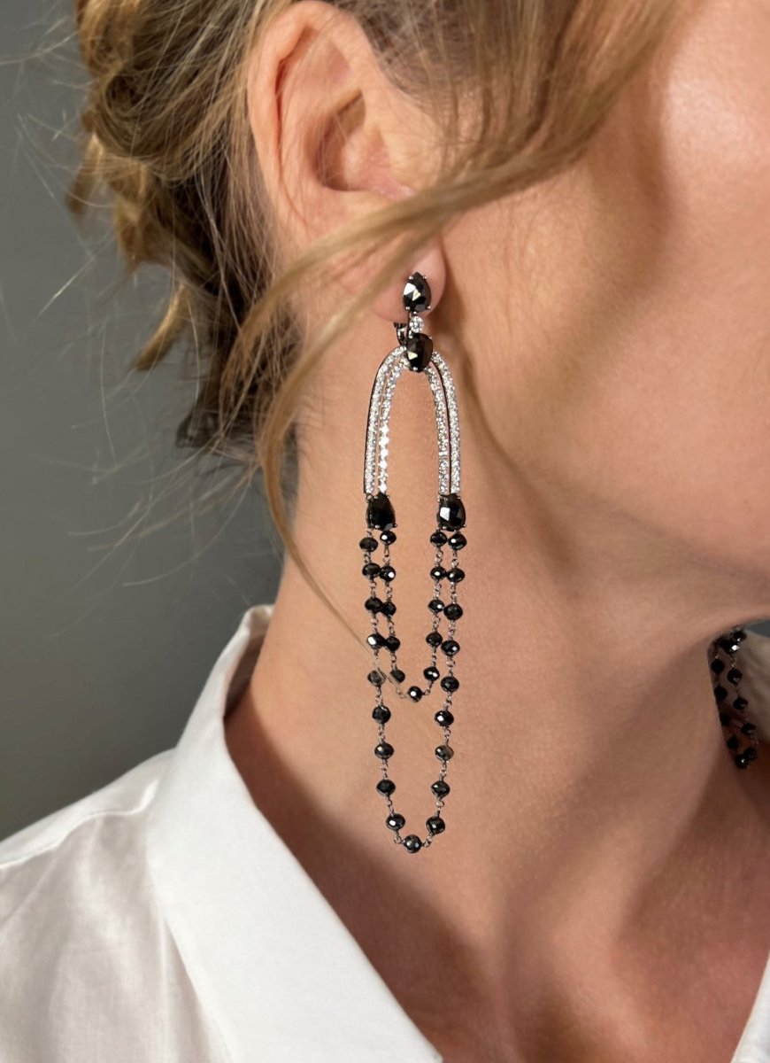 Boucles d'oreilles Pendantes en or blanc et diamants - Castafiore