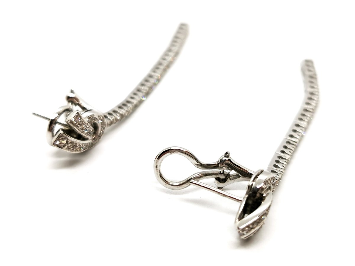 Boucles d'oreilles Pendantes en or blanc pavées diamants - Castafiore