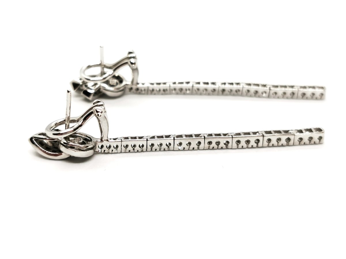 Boucles d'oreilles Pendantes en or blanc pavées diamants - Castafiore
