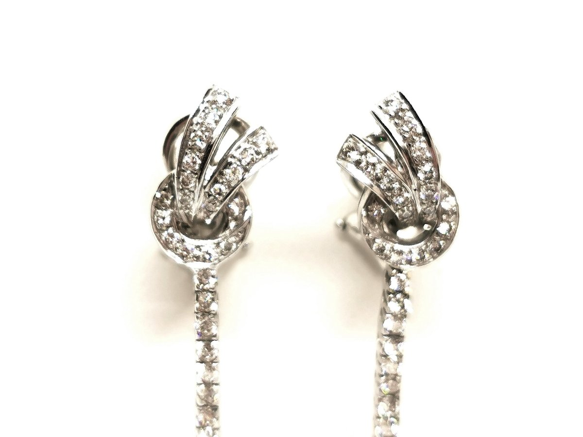 Boucles d'oreilles Pendantes en or blanc pavées diamants - Castafiore