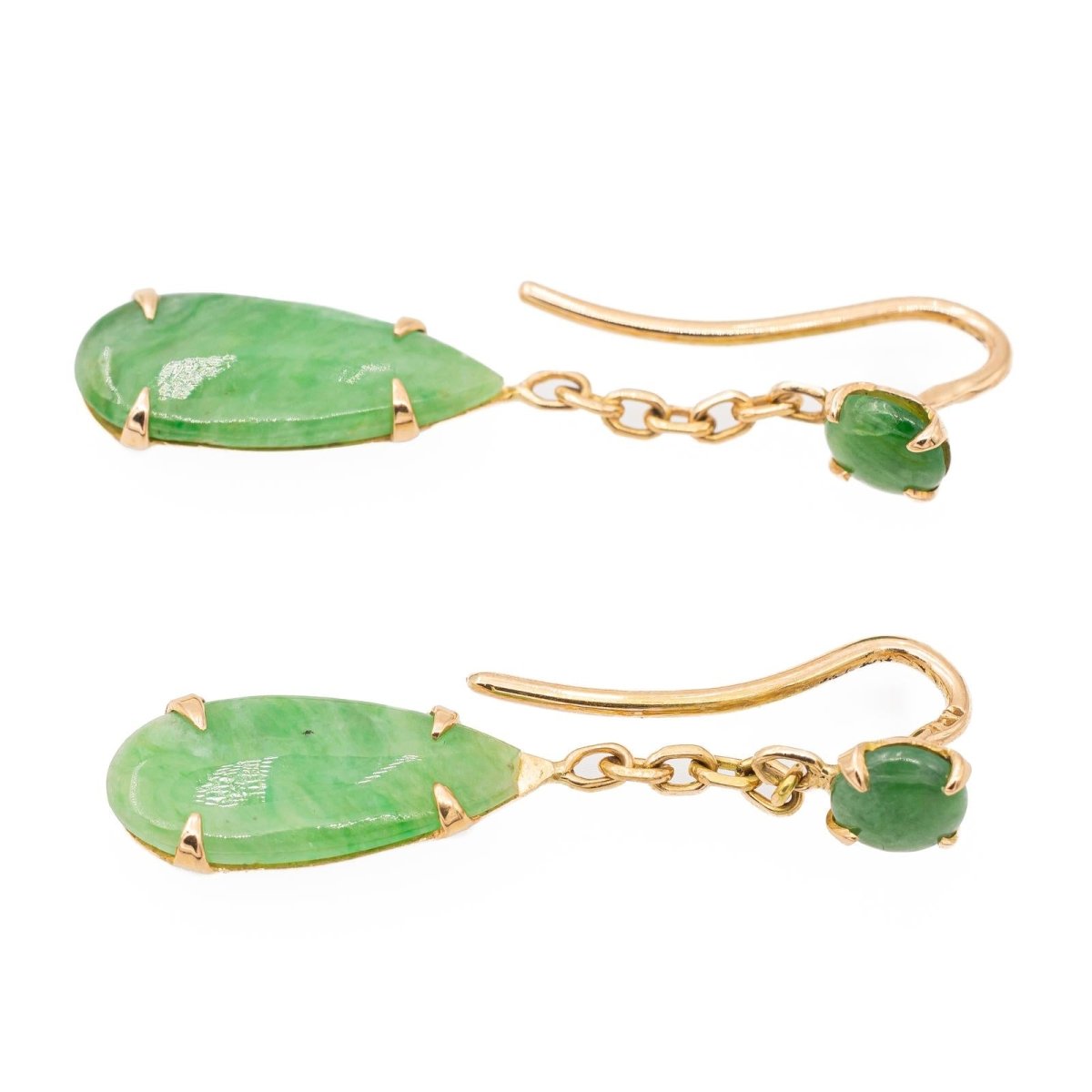 Boucles d'oreilles Pendantes en or jaune et jade - Castafiore