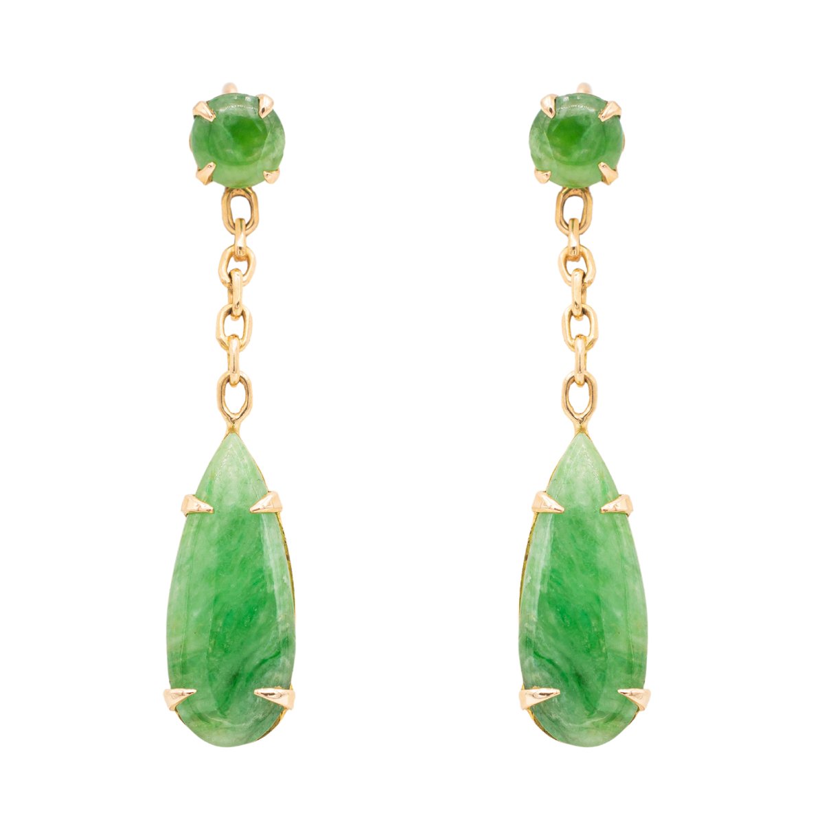 Boucles d'oreilles Pendantes en or jaune et jade - Castafiore