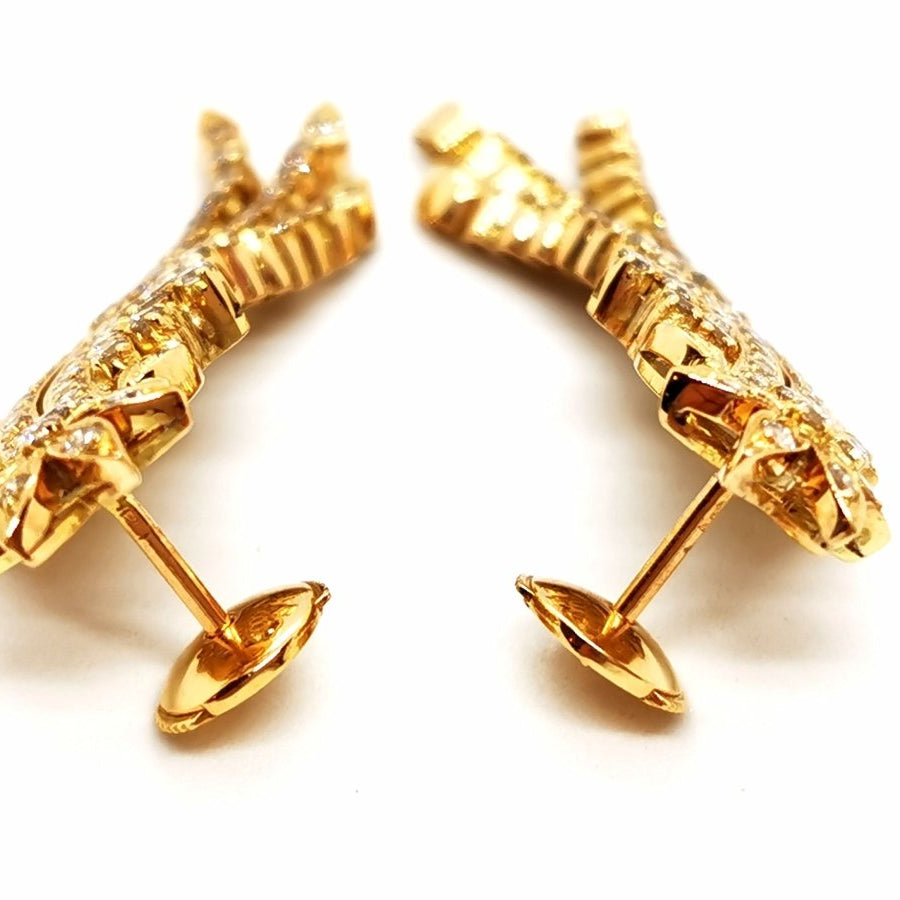 Boucles d'oreilles Pendantes étoile filante en or jaune et diamants - Castafiore