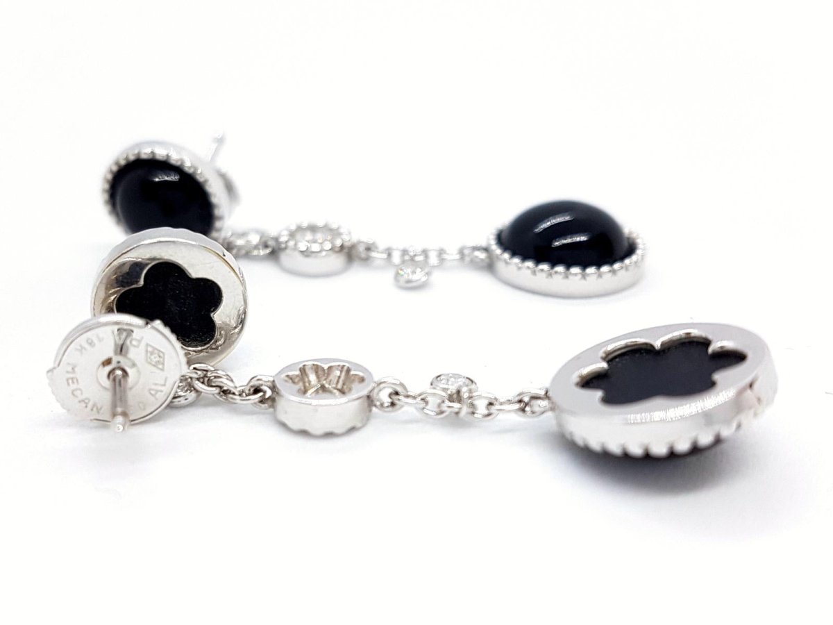 Boucles d'oreilles Pendantes SUSIE OTÉRO en or blanc, onyx et diamants - Castafiore