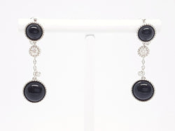 Boucles d'oreilles Pendantes SUSIE OTÉRO en or blanc, onyx et diamants - Castafiore