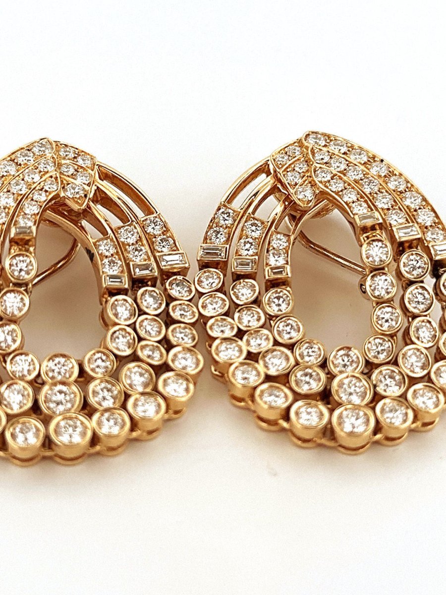 Boucles d'oreilles Pendants en or jaune et diamants - Castafiore