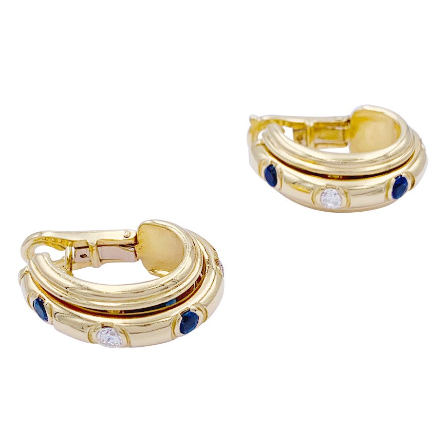 Boucles d'oreilles Piaget, “’Possession”, or jaune, saphirs, diamants - Castafiore
