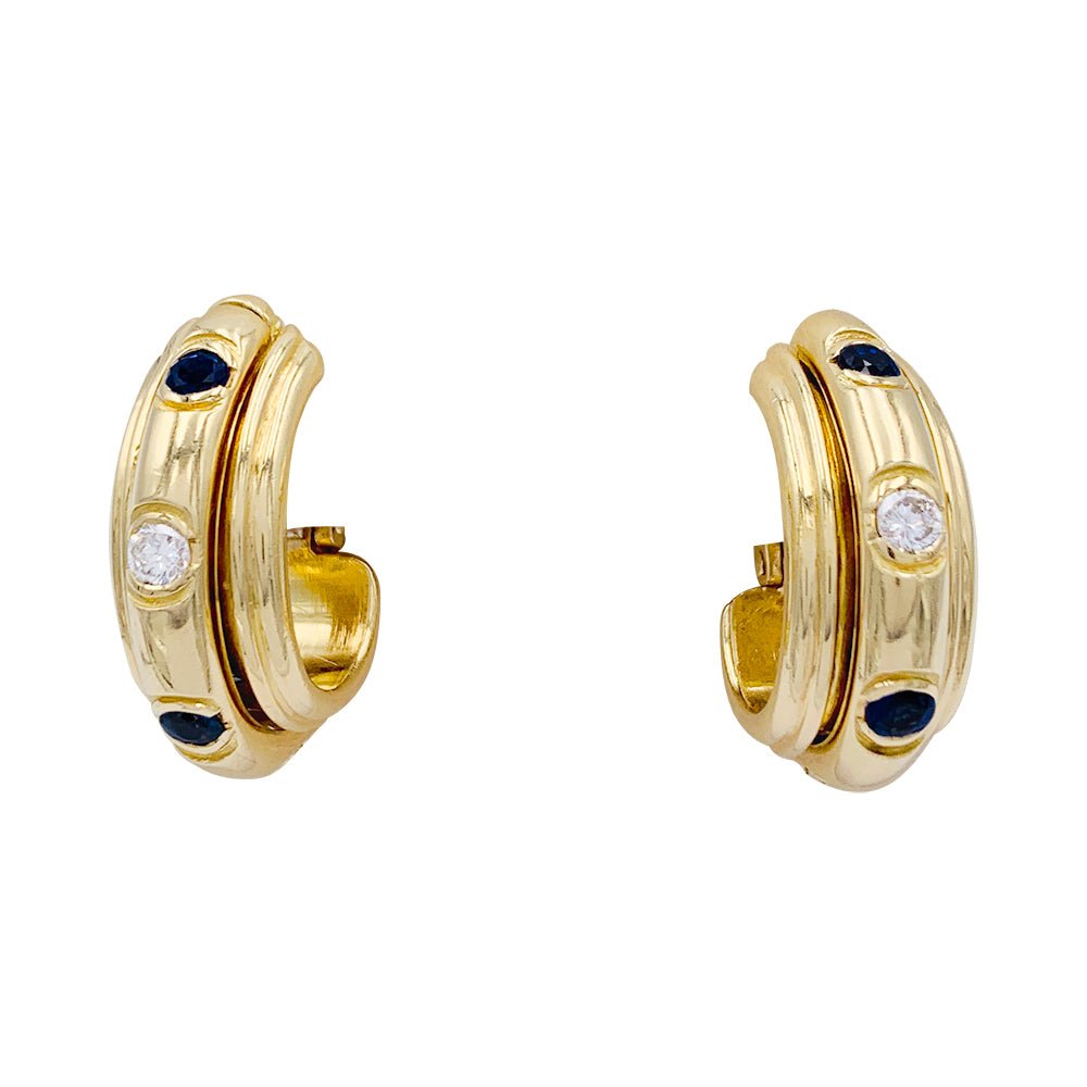 Boucles d'oreilles Piaget, “’Possession”, or jaune, saphirs, diamants - Castafiore