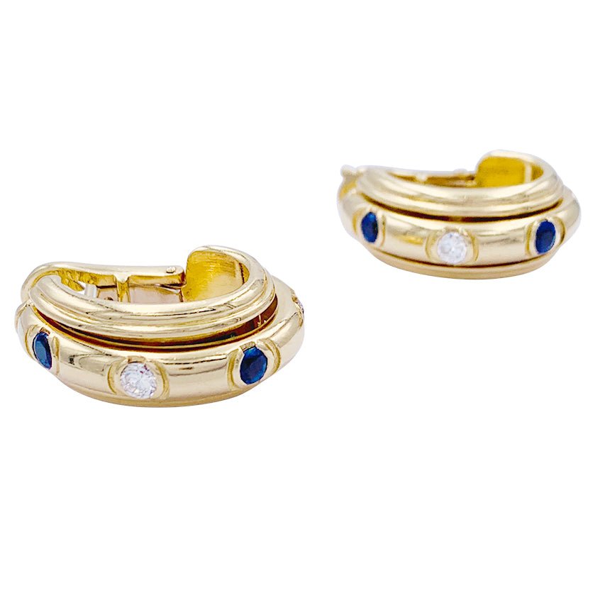 Boucles d'oreilles Piaget, “’Possession”, or jaune, saphirs, diamants - Castafiore