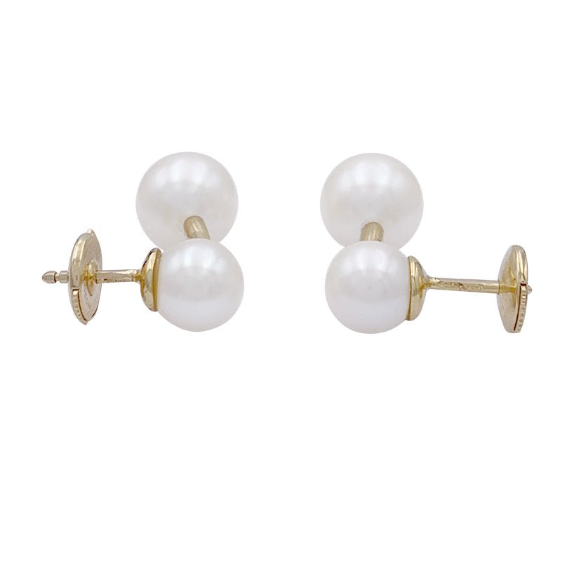 Boucles d'oreilles Poiray, "Roseau", or jaune, perles. - Castafiore
