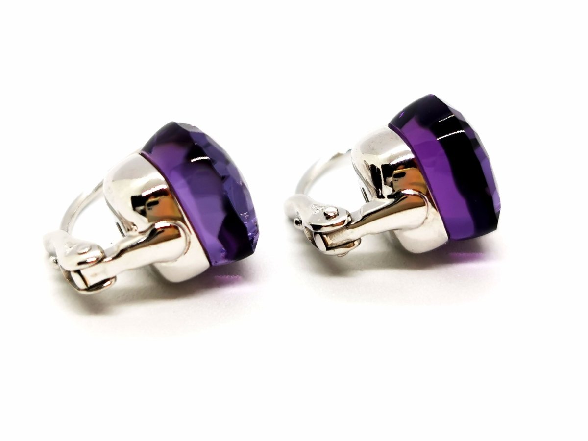 Boucles d'oreilles POMELLATO "Nudo Classic" en or blanc et améthyste - Castafiore