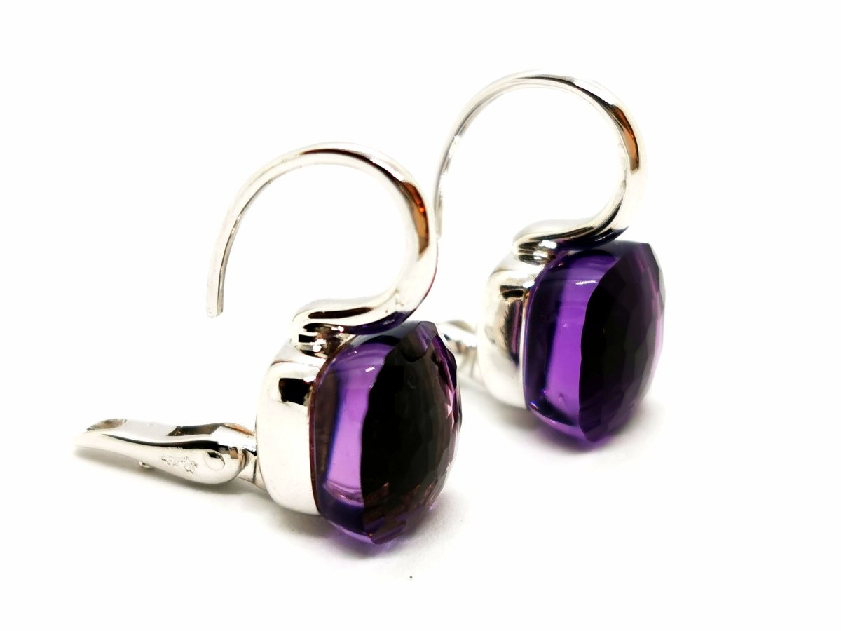 Boucles d'oreilles POMELLATO "Nudo Classic" en or blanc et améthyste - Castafiore