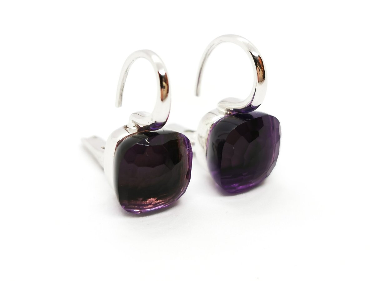 Boucles d'oreilles POMELLATO "Nudo Classic" en or blanc et améthyste - Castafiore