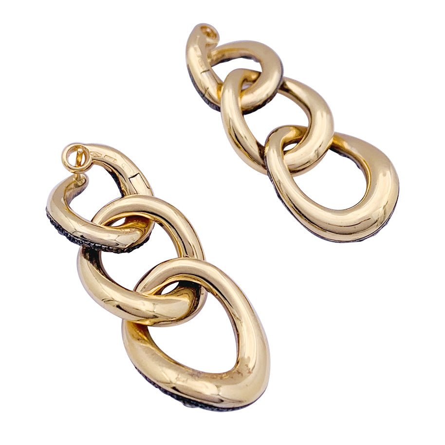 Boucles d'oreilles Pomellato, "Tango", en or rose, argent et diamants bruns. - Castafiore