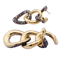 Boucles d'oreilles Pomellato, "Tango", en or rose, argent et diamants bruns. - Castafiore