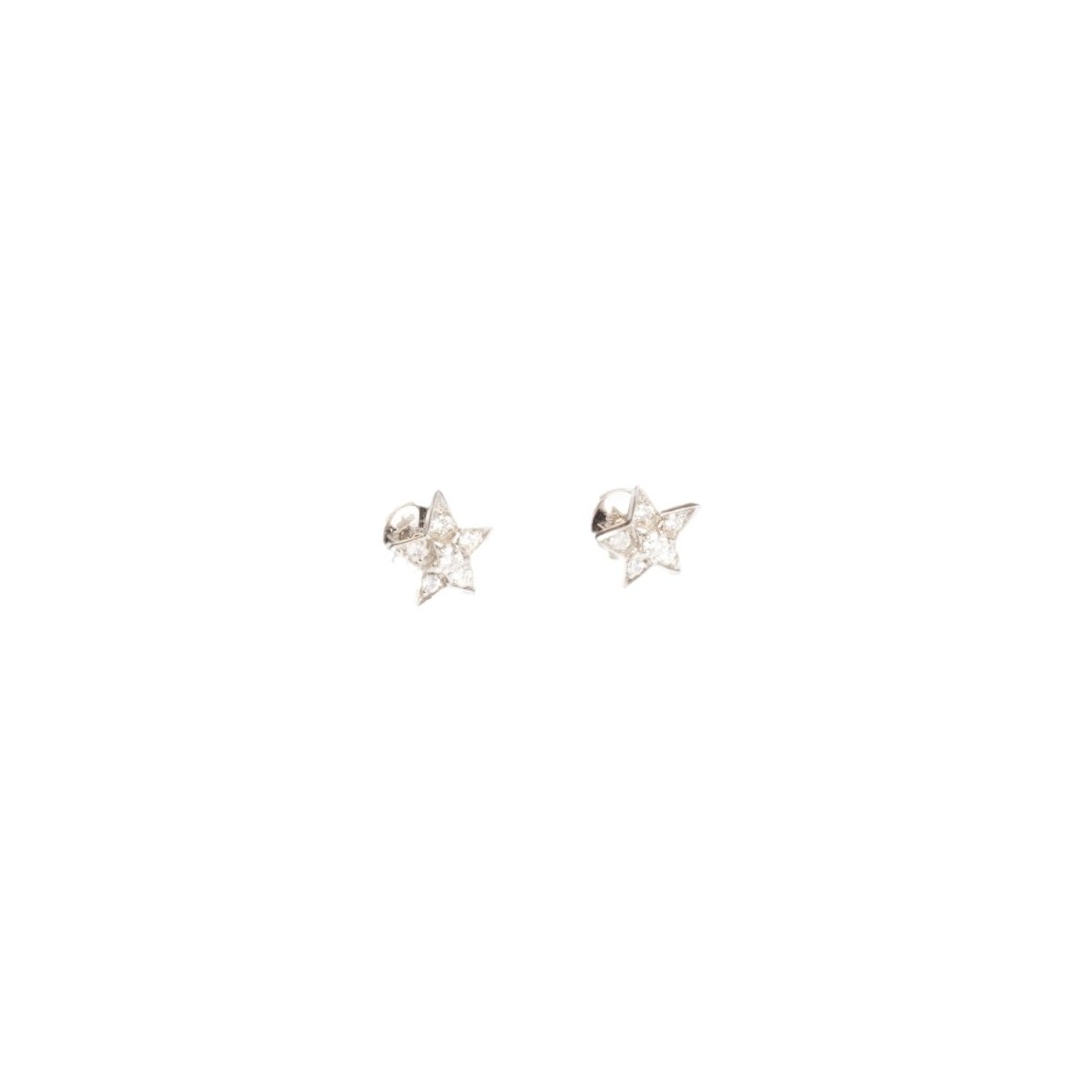 Boucles d'oreilles Puces CHANEL "Comète" en or blanc et diamants - Castafiore