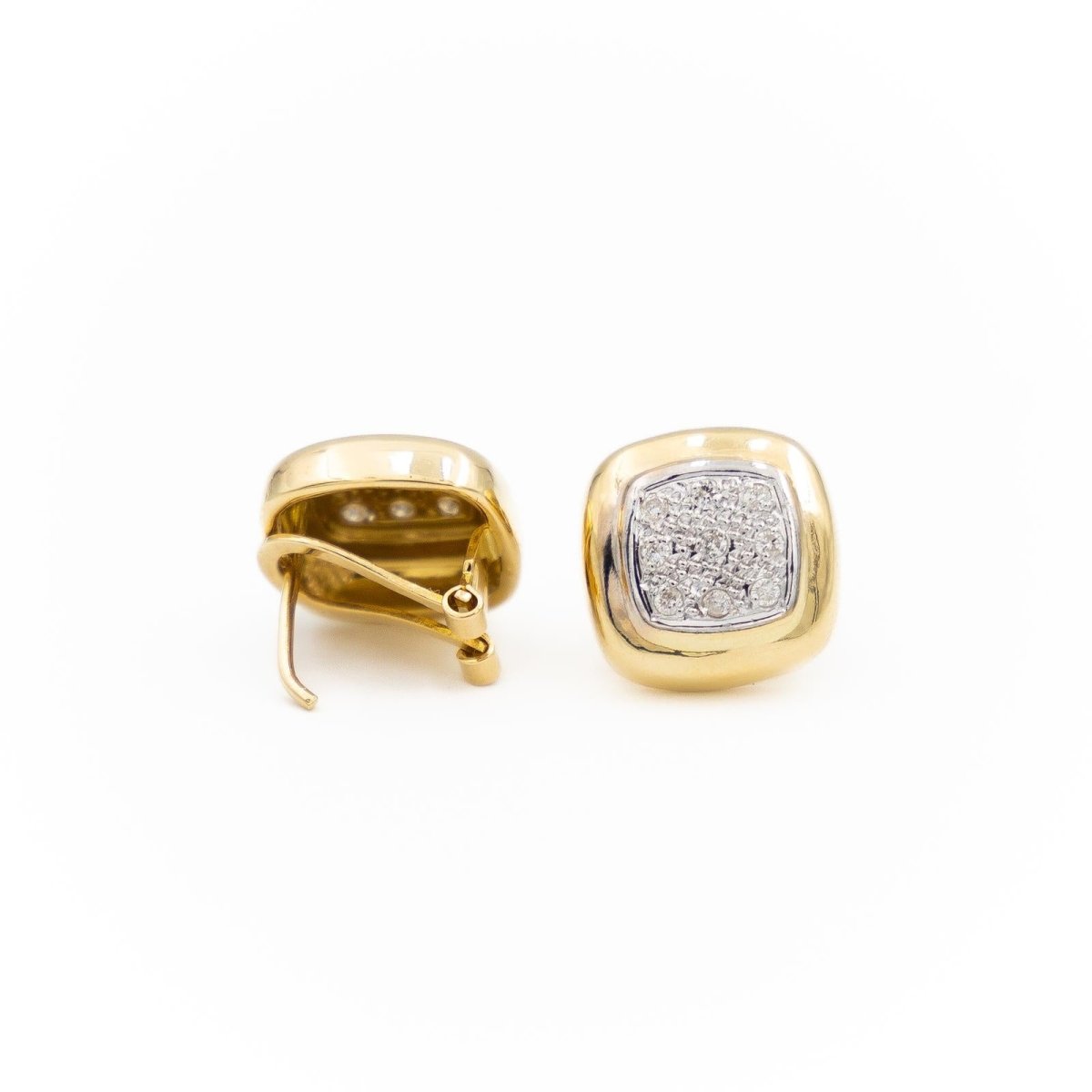 Boucles d'oreilles Puces en 2 ors et diamants - Castafiore