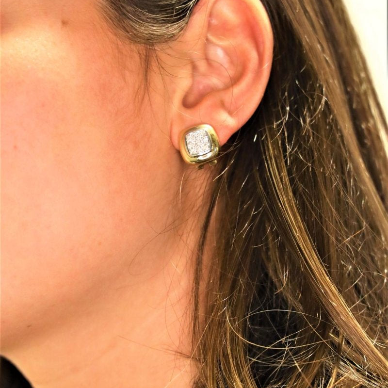 Boucles d'oreilles Puces en 2 ors et diamants - Castafiore