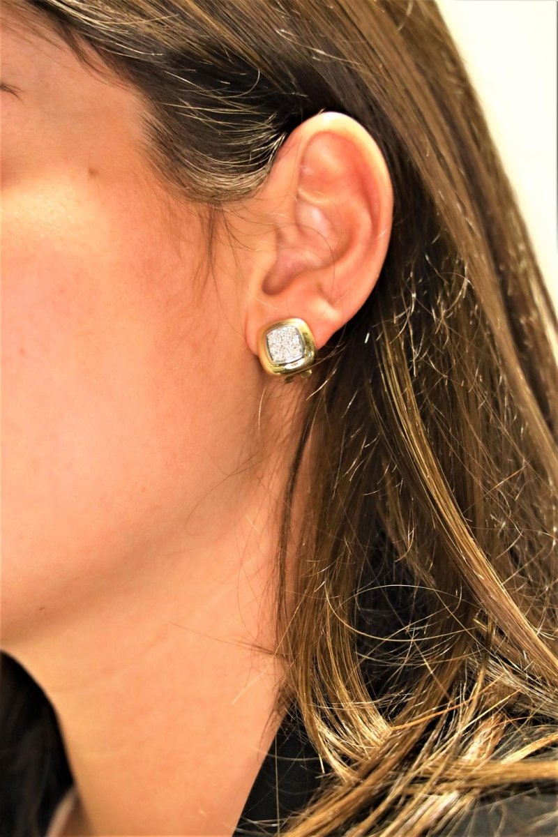 Boucles d'oreilles Puces en 2 ors et diamants - Castafiore