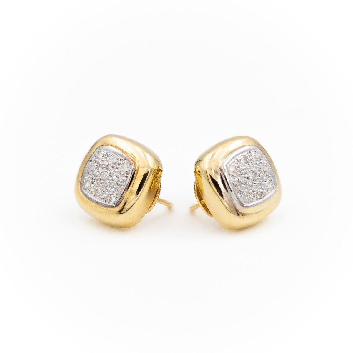 Boucles d'oreilles Puces en 2 ors et diamants - Castafiore