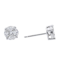 Boucles d'oreilles Puces en or blanc et diamant - Castafiore