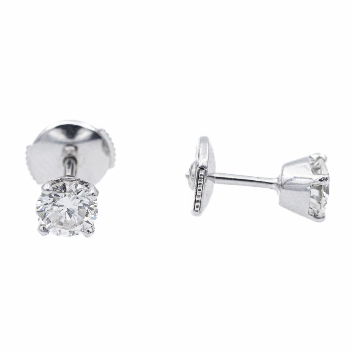 Boucles d'oreilles Puces en or blanc et diamant - Castafiore